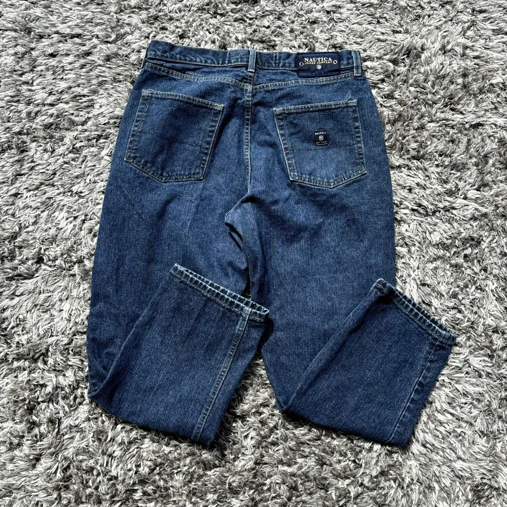 Nautica Jeans Company Mens 36x30 Dark Wash Relaxed Straight Leg Denim Blue Jeans